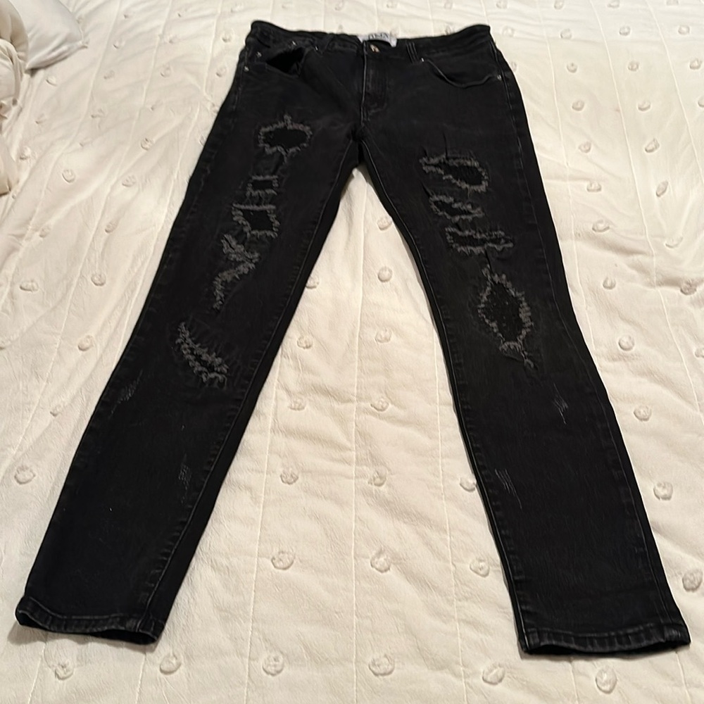 DNA Premium Wear Black Distressed Stretch Jeans 34W